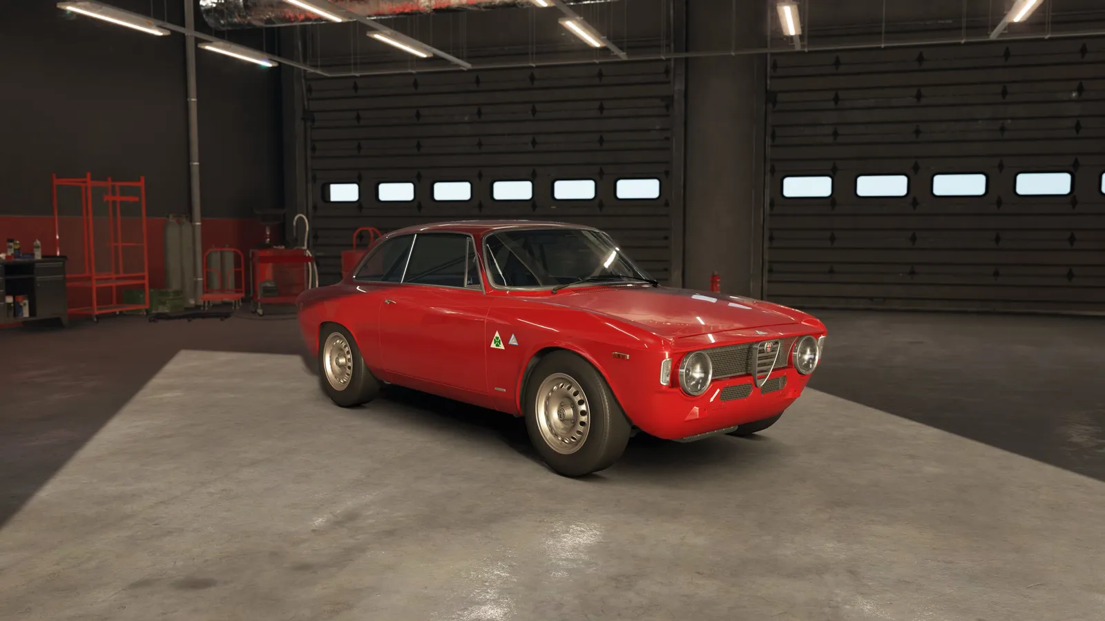 차고에 선 알파 로메오 줄리아 스프린트 GTA
