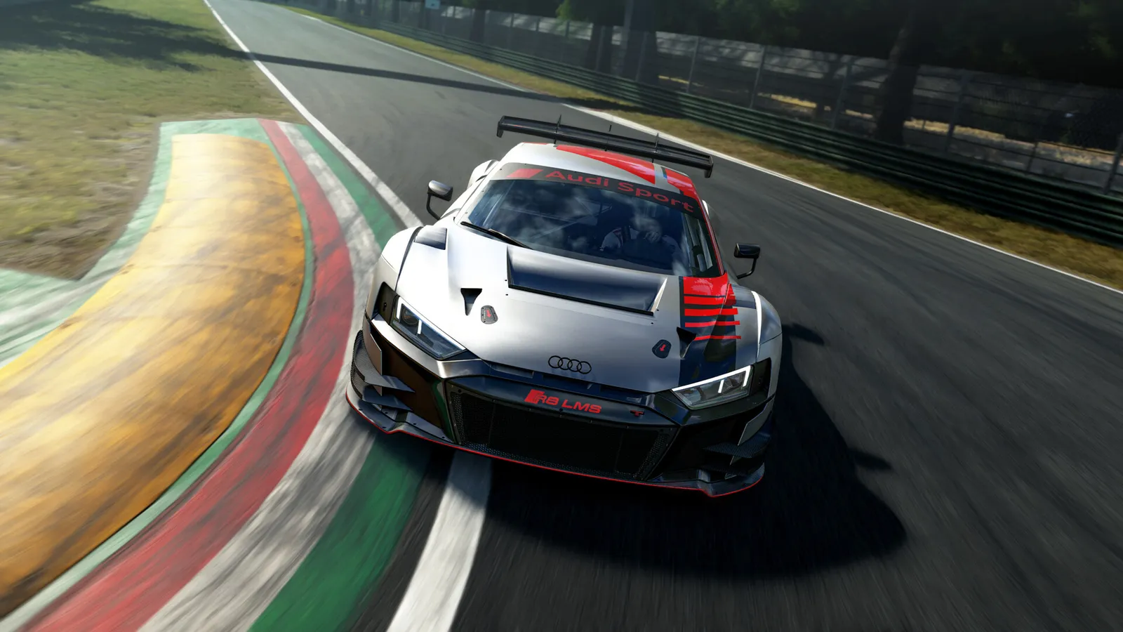연석을 타는 아우디 R8 LMS GT3 evo II
