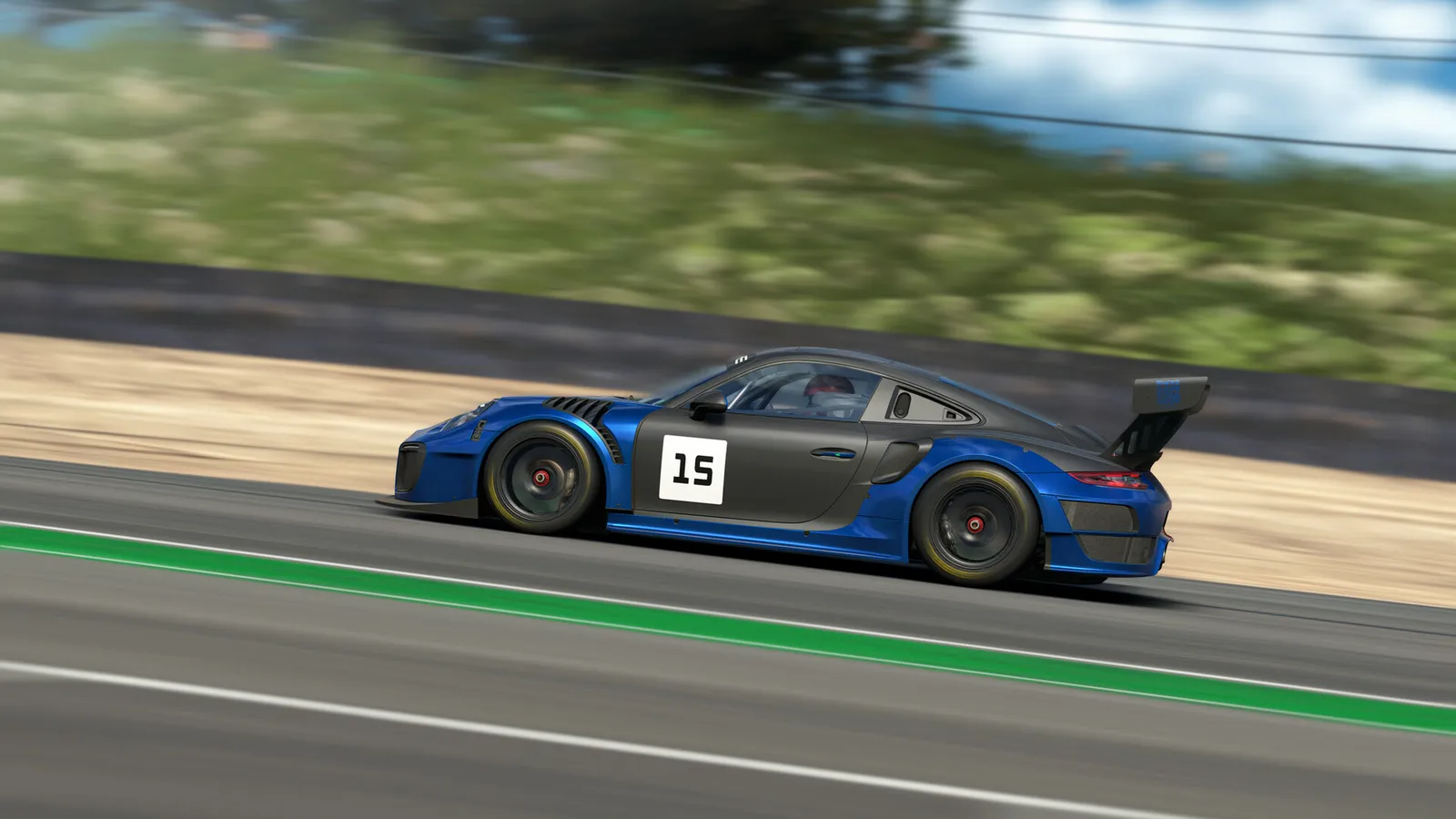 옆에서 본 파란 포르쉐 911 GT2 RS 클럽스포츠 Evo